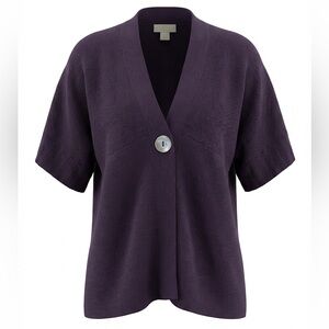April Cornell Purple Short Sleeve Knit Cardigan Sweater with Button Front Small